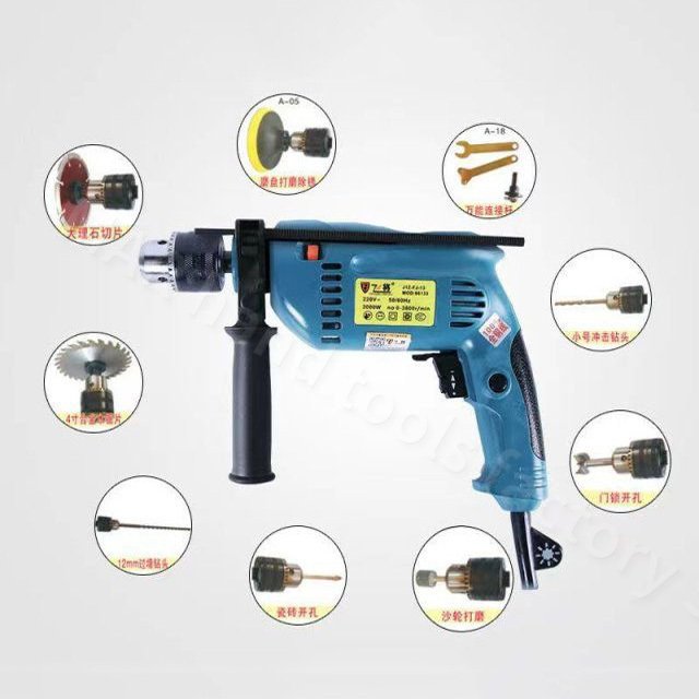 Electric-Drill-Electric-Handheld-Impact-Drill-Flat-Drill-Guns-220V-2000W-3800RPM-Multifunctional-adjustable-speed-hand