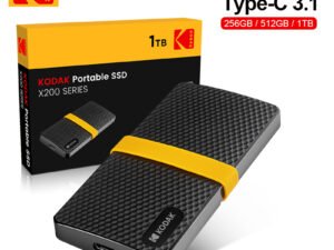 ZRE-AESSD KODAK X200 1TB 512GB 256GB External SSD Hard Drive: USB3.1 Mini Portable Storage for Laptops, Smartphones, PS4, PC, MAC, and TV