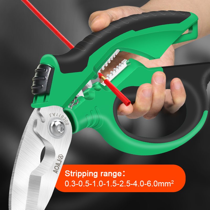LAOA-8-Heavy-Duty-Electrician-Scissors-Cutting-Wire-Cable-Stripping-Curved-Shears-Crimping-Tools-with-Labor