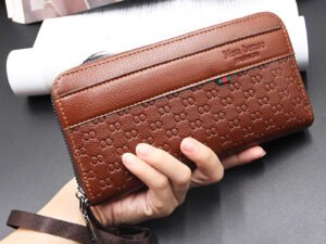 ZRE-AEKDWLT New Men's Wallet Long Black New Men Wallets Long Fashion Buckle Embossed Multi-Card Magnetic Trifold Bag Men's Wallet Business