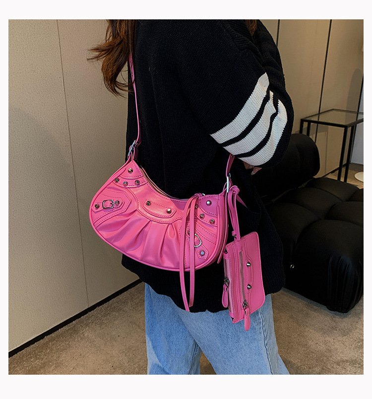 New-Women-s-Bag-Fashionable-and-Westernized-Liuding-Motorcycle-Versatile-Dumpling-Bag-Single-Shoulder-Crossbody-Bag