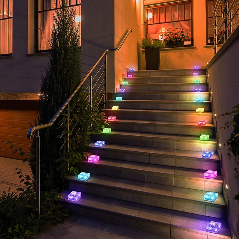 Outdoor-Waterproof-Solar-LED-Clear-Ice-Cube-Lights-RGB-Remote-Stair-Step-Lamp-For-Garden-Yard