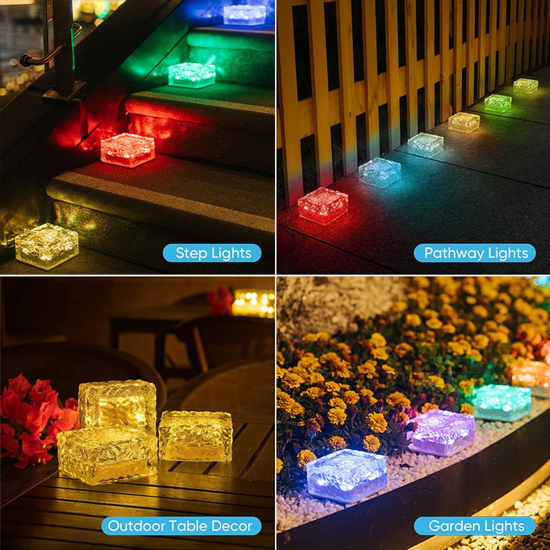 Outdoor-Waterproof-Solar-LED-Clear-Ice-Cube-Lights-RGB-Remote-Stair-Step-Lamp-For-Garden-Yard