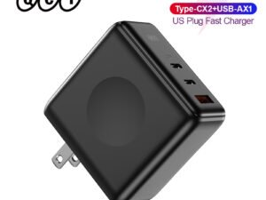 ZRE-AECHRDC QCY 65W GaN Quick Charger Wall Charge Adapter 3 Port Type-C USB Fast Charger PD QC Fold Power Adapter For iPhone Laptops US Plug