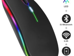 ZRE-AEMOUSE Rechargeable Bluetooth Wireless Mouse with 2.4GHz USB RGB 1600DPI Mouse for Computer Laptop Tablet PC Macbook Gaming Mouse Gamer