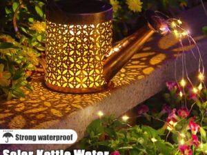 ZRE-SOLAR Solar Watering Can Light Hanging Kettle Waterfall Lantern Metal Retro Lamp Waterproof Garden Decor Landscape Lamp Lawn Lighting