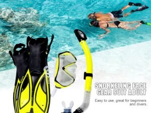 ZRE-AWSWIM Swimming Mask Scuba Diving Mask Full Face Scuba Anti Fog Goggles Face Gear Suit Adult Diving Goggles Flippers Set