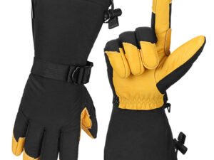 ZRE-AESKIIN Winter Cowhide Mittens Men Women Ski Motorcycle Riding Gloves Mountain Bike Cycling Glove Windproof Waterproof Outdoor Sports