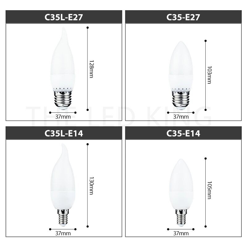 6PCS-LED-C37-7W-E14-E27-220V-3000K-4000K-6000K-Lampada-Candle-Bulb-Living-Room-Home