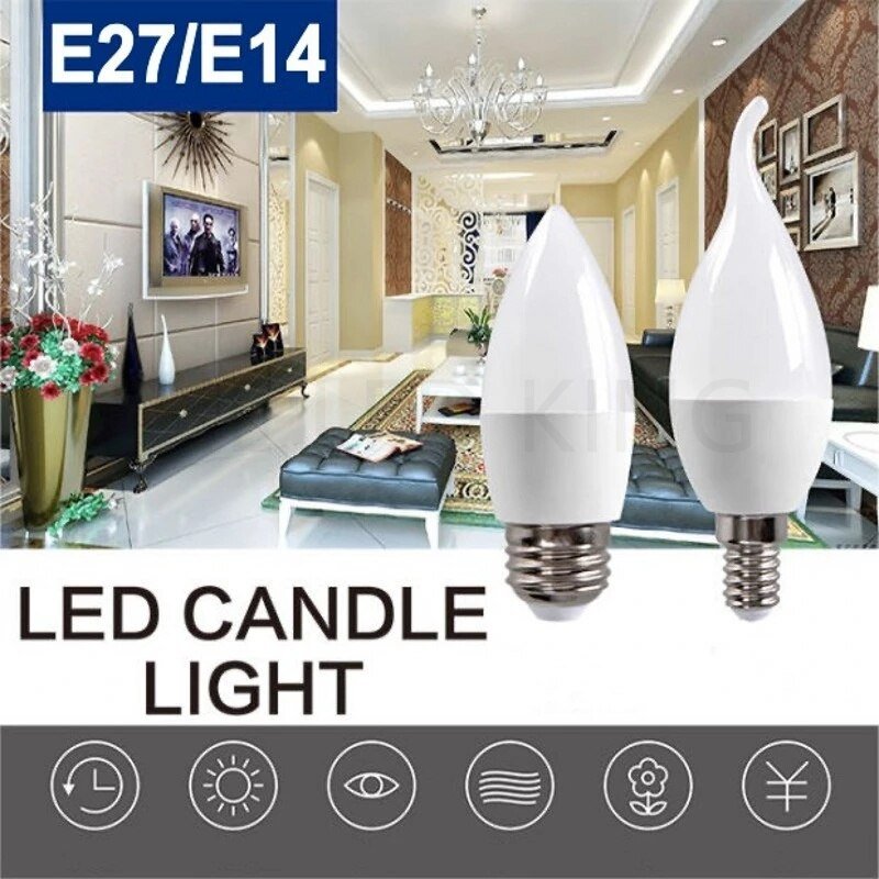 6PCS-LED-C37-7W-E14-E27-220V-3000K-4000K-6000K-Lampada-Candle-Bulb-Living-Room-Home