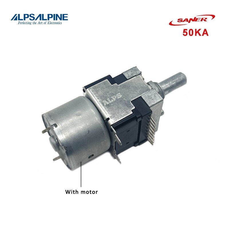 ALPS-RK168-Series-Rotary-Potentiometer-with-Motor-50KAx2-Duakl-unit-Flat-shaft-Length-20mm
