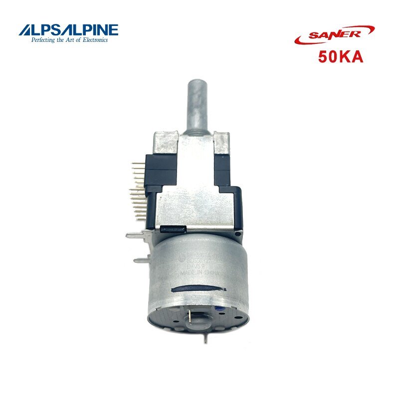 ALPS-RK168-Series-Rotary-Potentiometer-with-Motor-50KAx2-Duakl-unit-Flat-shaft-Length-20mm