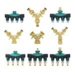 ZRE-HCON Brass 3/4 Inch Thread 2- Way Garden Tap Water Splitter Copper Y Irrigation Valve 5/8" Quick Connector Cranes Adapter 1pcs