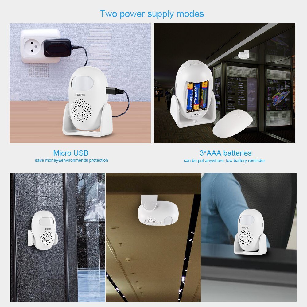 Fuers-Home-Security-Alarm-PIR-Motion-Detector-Welcome-Wireless-Doorbell-Alarm-System-11-languages-With-Remote