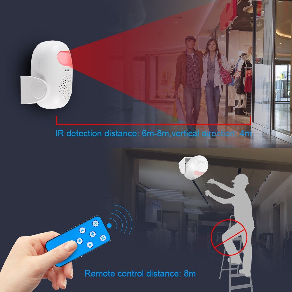 Fuers-Home-Security-Alarm-PIR-Motion-Detector-Welcome-Wireless-Doorbell-Alarm-System-11-languages-With-Remote
