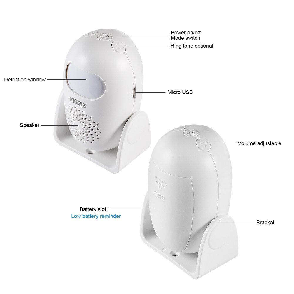 Fuers-Home-Security-Alarm-PIR-Motion-Detector-Welcome-Wireless-Doorbell-Alarm-System-11-languages-With-Remote