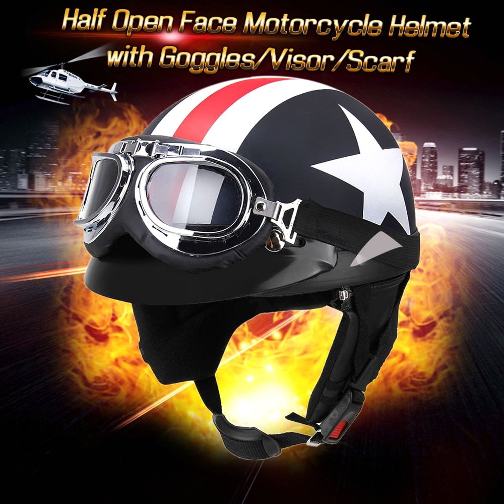 Half-Open-Face-Motorcycle-Helmet-with-Goggles-Visor-Scarf-Biker-Scooter-Touring-Helmet-Classic-Star-And