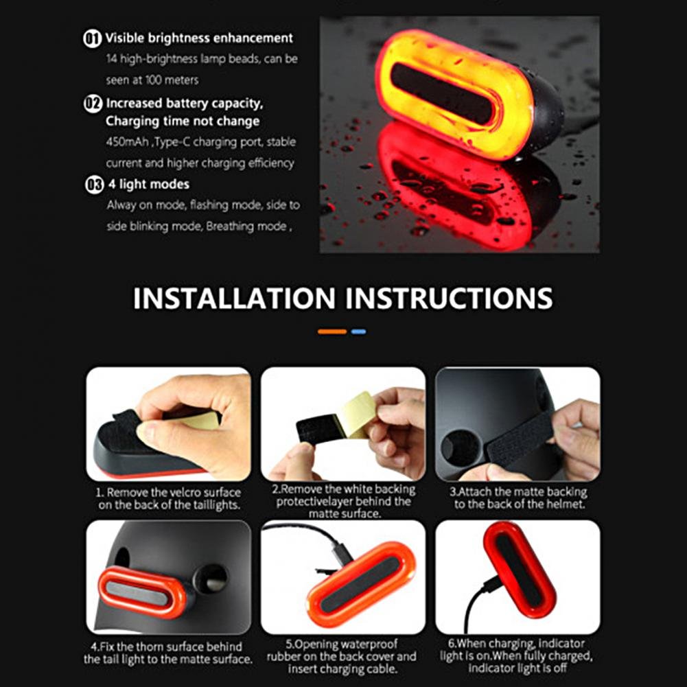Helmet-Light-Battery-Powered-14-LED-Lamp-Beads-High-Strength-Bicycle-Headlight-4-Modes-Motorcycle-Taillights