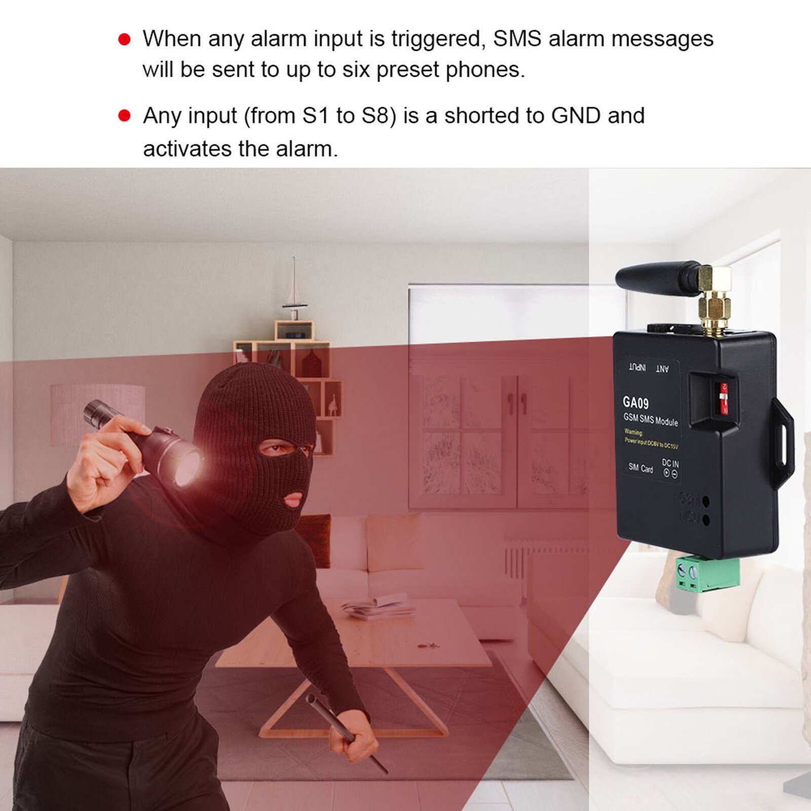 Mini-8-CH-Home-Security-Wireless-GSM-Alarm-System-with-Intelligent-Design-and-Wireless-SMS-Alarm