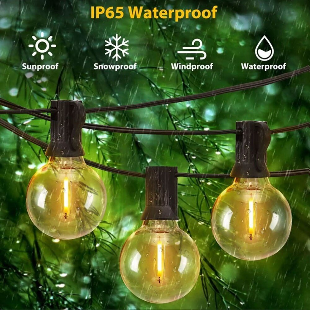 Solar-String-Lights-Outdoor-G40-Patio-Lights-USB-Recharger-8Light-Mode-Shatterproof-Bulbs-Weatherproof-Hanging-Light