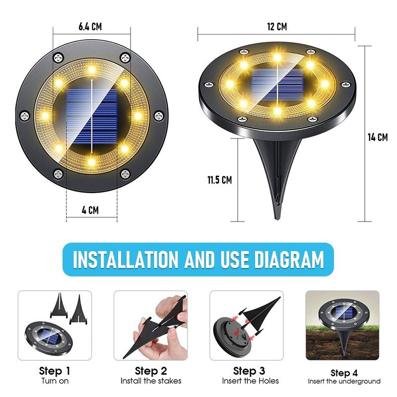 Upgraded-8-16-LED-Solar-lawn-Lights-Ground-Outdoor-Waterproof-Solar-Garden-Decoration-Lamps-Disk-Pathway